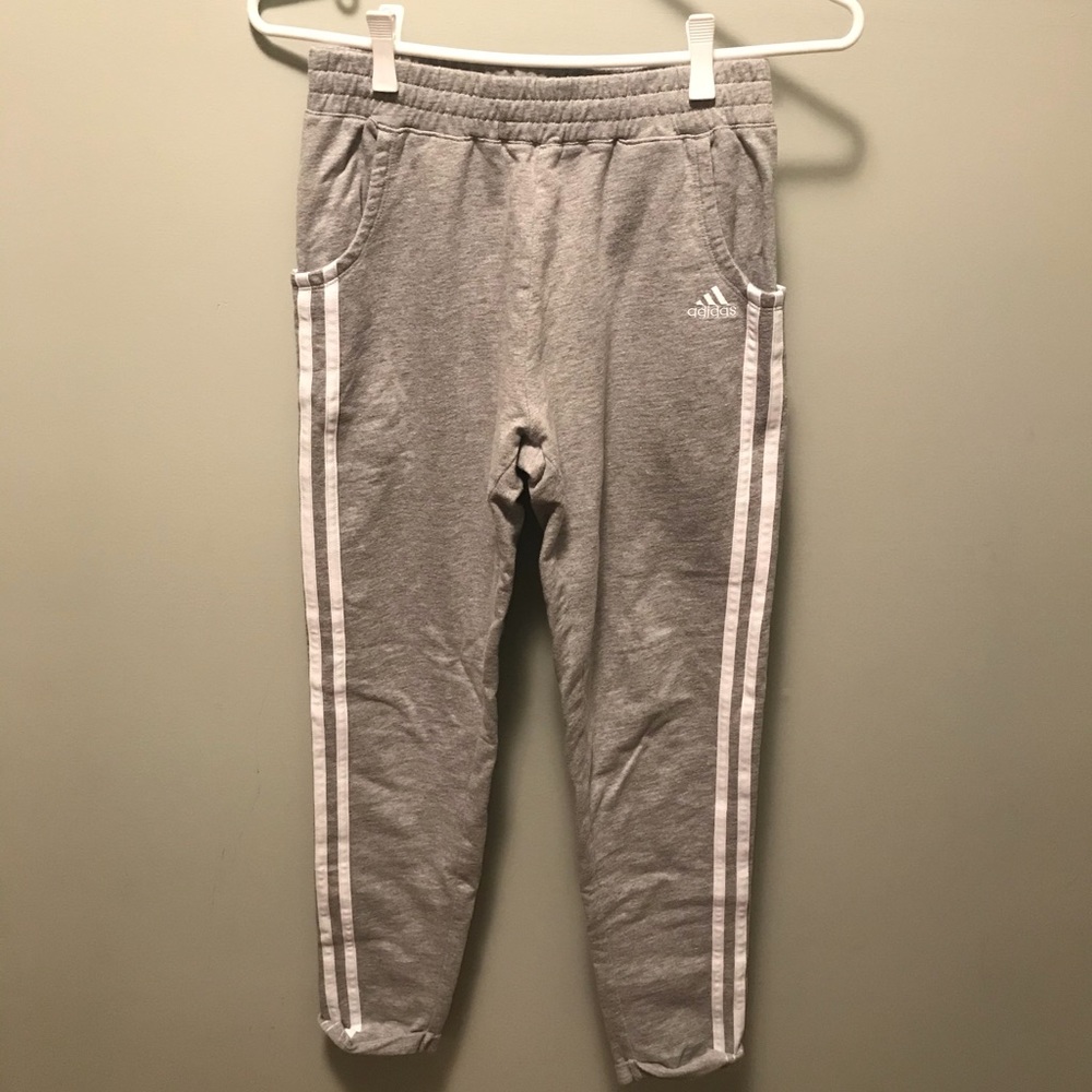 grey adidas slim sweatpants / joggers